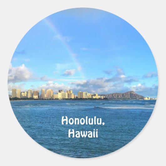 Arc en ciel sur Honolulu, Sticker Hawaii (Devant)
