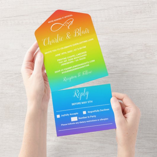 Arc-en-ciel tout en un mariage Invitations (Déchirure)