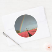 Arc-en-ciel, tulipes et autocollant rond de moulin (Enveloppe)