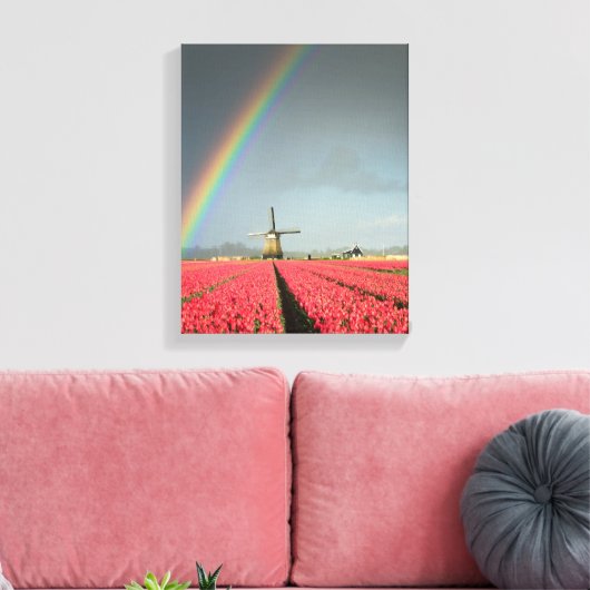 Arc-en-ciel, tulipes et moulin à vent impression e (Insitu(Salon))