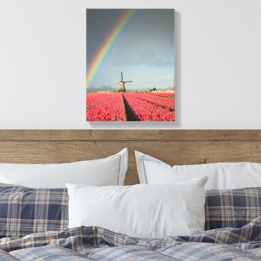 Arc-en-ciel, tulipes et moulin à vent impression e (Insitu(Chambre))