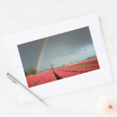 Arc en ciel, tulipes et moulin autocollant rectang (Enveloppe)
