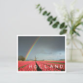 Arc-en-ciel, tulipes et moulin Holland carte posta (Debout devant)