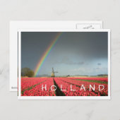 Arc-en-ciel, tulipes et moulin Holland carte posta (Devant / Derrière)