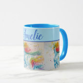 Arc en ciel Unicorn Aquarelle mignonne Mug d'art W (Devant droit)