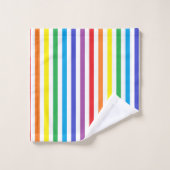 Arc-en-ciel vertical et rayures blanches (Gant de toilette)