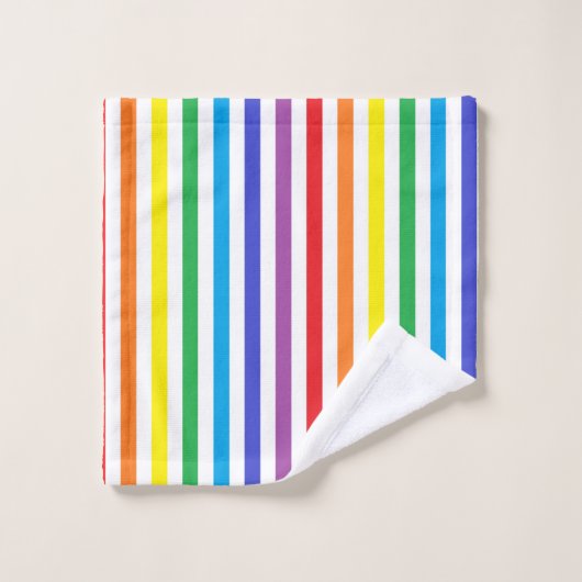 Arc-en-ciel vertical et rayures blanches (Gant de toilette)