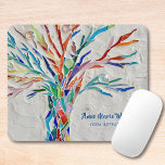 Arc-en-ciel Yoga Instructeur Souris Pad<br><div class="desc">Arc-en-ciel Yoga Instructor Pad Souris. Ce tapis décoratif de souris est orné d'un imprimé d'arbre de couleur arc-en-ciel sur un arrière - plan gris pâle. Le design original a été réalisé en mosaïque à l'aide de nombreux petits fragments de verre aux couleurs vives. Vous pouvez personnaliser ce pavé de souris...</div>