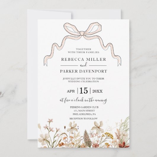 Arc en fleurs sauvages Faire-part de mariage moder (Devant)