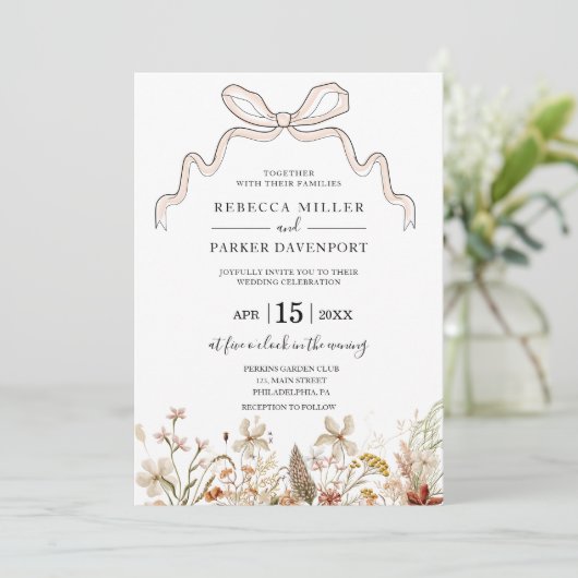 Arc en fleurs sauvages Faire-part de mariage moder (Debout devant)