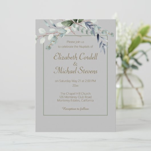 Arc Eucalyptus faire-part de mariage 5" X 7" (Debout devant)