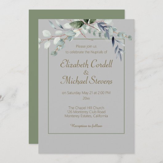 Arc Eucalyptus faire-part de mariage 5" X 7" (Devant / Derrière)