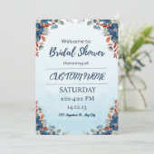 Arc Floral Bleu Été Douche nuptiale Invitation (Debout devant)