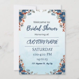 Arc Floral Bleu Été Douche nuptiale Invitation