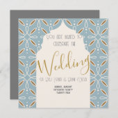 Arc Floral Bleu Invitation Mariage Inspirée Par L' (Devant / Derrière)