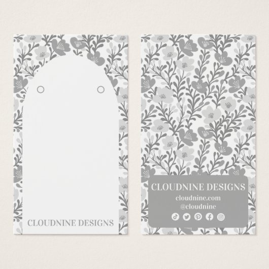 Arc Floral Chic Grey Eroing Bijoux Display Card (Devant & derrière)