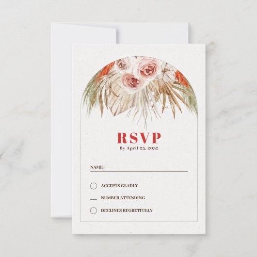 Arc floral désert tons boho terre RSVP carte (Devant)