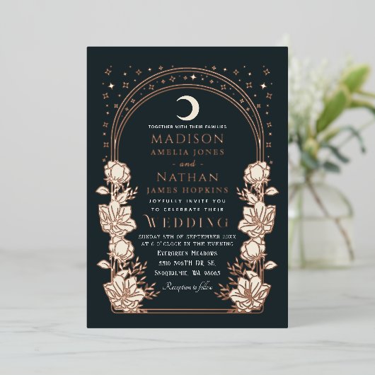 Arc Floral Faire-part de mariage Art Nouveau (Debout devant)