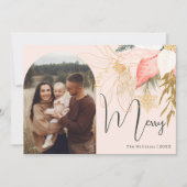 Arc Floral Rose Oh Joyeux Quatre Photo Carte de va (Devant)