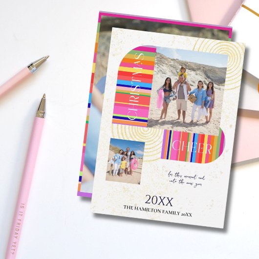 Arc géométrique moderne 3 Photos Carte de vacances