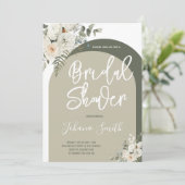Arc gris blanc Floral nuptiale Invitation (Debout devant)