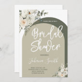 Arc gris blanc Floral nuptiale Invitation (Devant / Derrière)