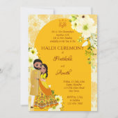 Arc indien de fleurs jaunes invitations haldi (Devant)