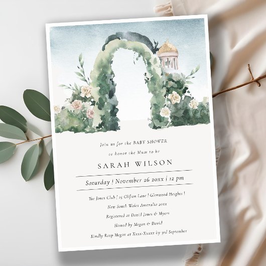 Arc Jardin Floral Baby shower Botanique Invitation