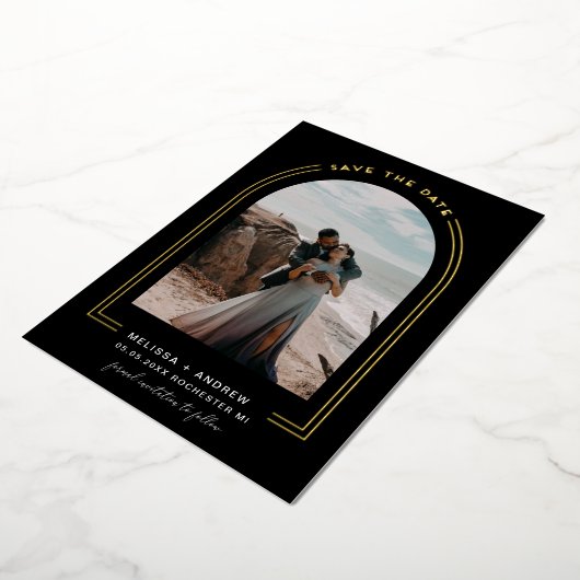 Arc Minimal Enregistrer La Date Invitation Black F (Rotation)
