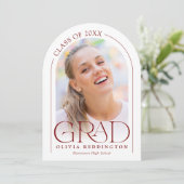 Arc minimal moderne 2 photo Red Grad Faire-part (Debout devant)