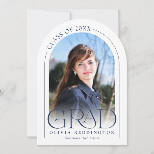 Arc minimal moderne bleu 2 photo Faire-part Grad (Devant)