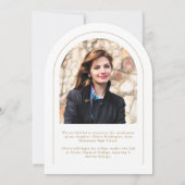 Arc minimal moderne Gold 2 Photo Grad Faire-part (Dos)