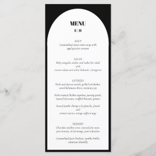 Arc minimaliste moderne noir blanc Mariage menu