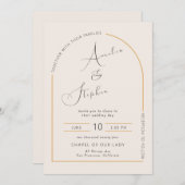 Arc moderne avec de vraies invitations de mariage (Devant / Derrière)