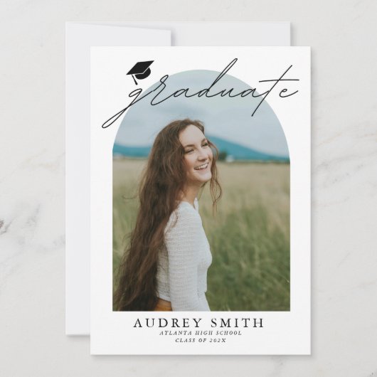 Arc moderne Boho 6 Photos Faire-part de graduation (Devant)