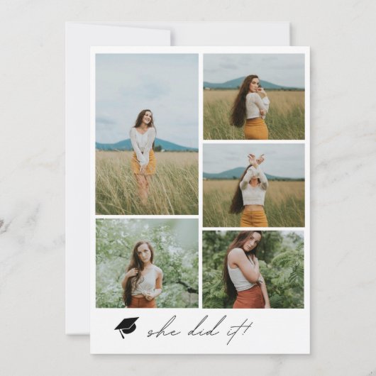 Arc moderne Boho 6 Photos Faire-part de graduation (Dos)