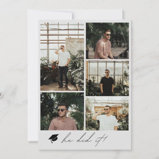 Arc moderne Boho 6 Photos Faire-part de graduation (Dos)