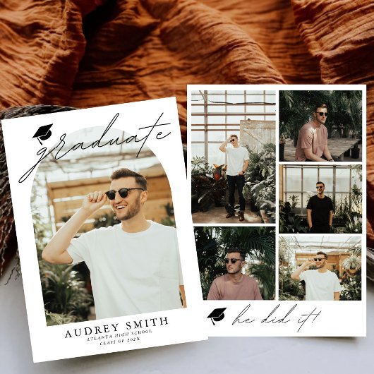 Arc moderne Boho 6 Photos Faire-part de graduation