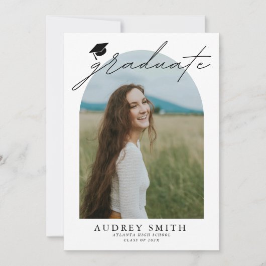 Arc moderne Boho 6 Photos Faire-part de graduation (Devant)