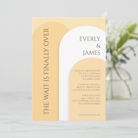 Arc moderne Faire-part de mariage I Jaune chaud (Debout devant)