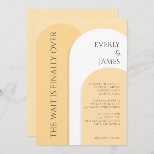 Arc moderne Faire-part de mariage I Jaune chaud (Devant / Derrière)