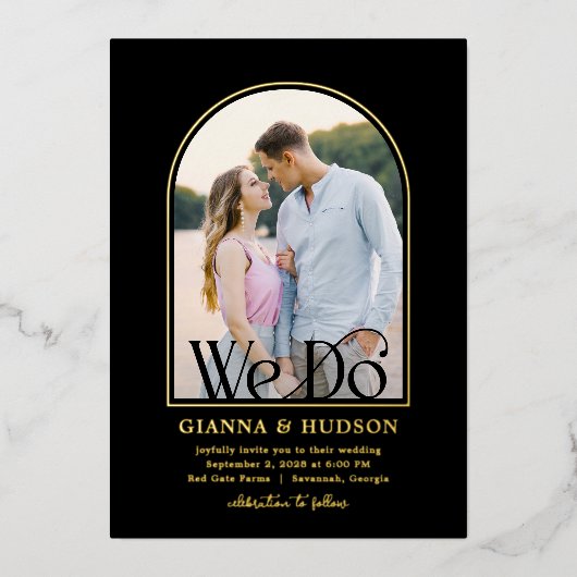 Arc moderne FOIL Simple Mariage Photo Invitation (Recto)