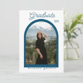 Arc moderne Grad photo faire-part 2023 bleu (Debout devant)