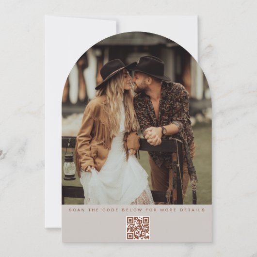 Arc Moderne Mariage Beige Enregistrer La Carte Dat (Dos)