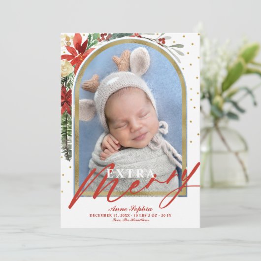 Arc moderne Noël Faire-part de naissance bébé (Debout devant)