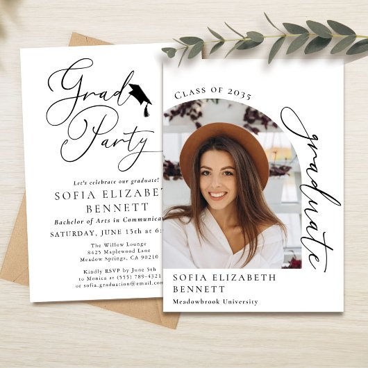 Arc moderne Photo Graduation Party Invitation