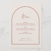 Arc Moderne Script Minimal Terracotta Menu Mariage (Devant)