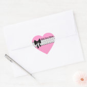 Arc noir et autocollant de coeur pois (Enveloppe)