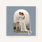 Arc photo moderne Dusty Blue Mariage livre d'hôtes (Devant)