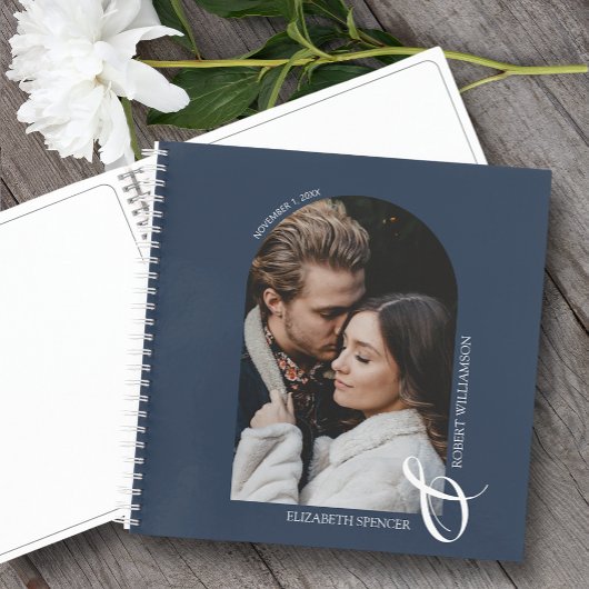 Arc photo moderne Marine Blue Mariage Livre d'invi